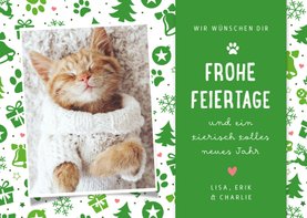 Illustrierte Weihnachtskarte mit Haustier-Foto