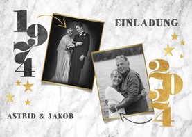 Jubiläumskarte Goldene Hochzeit Marmorlook & Fotos