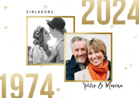 Jubiläumskarte Goldene Hochzeit mit Fotos & Herzen