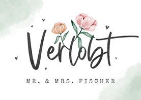 Karte Glückwunsch 'Verlobt' mit Blumen
