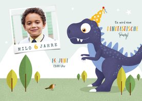 Kindergeburtstag Einladung Dinosaurier, Vogel & Foto