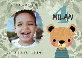 Kindergeburtstag Einladung mit Foto und Bär