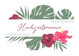 Menue-Karte Hochzeit mit Hibiskus
