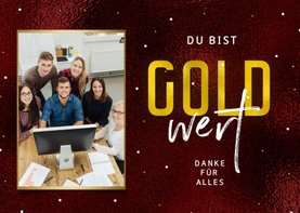 Mitarbeiter Weihnachtskarte 'Gold wert'