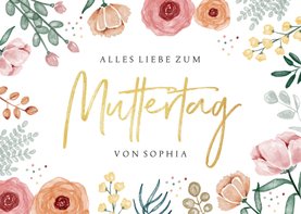 Muttertagskarte Blumen & Goldschrift