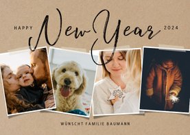 Neujahrskarte eigene Fotos Kraftpapier