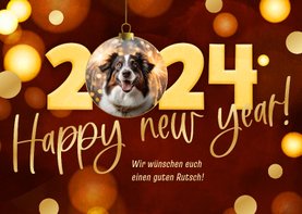 Neujahrskarte 'Happy new year 2024' mit Foto