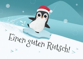 Neujahrskarte Pinguin 'Einen guten Rutsch' 