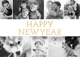 Neujahrskarte schwarz-weiß Fotocollage Happy New Year