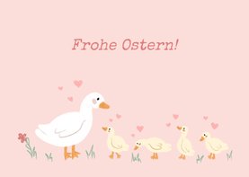 Ostergrußkarte Entenfamilie