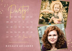 Partyeinladung Geburtstag rosé Kalender & Fotos