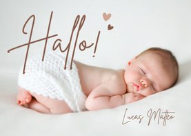 Persönliche Fotokarte 'Hallo!' zur Geburt