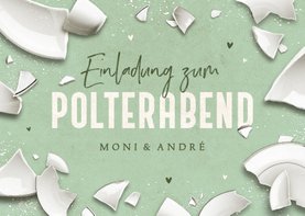 Polterabend-Einladungskarte Scherben