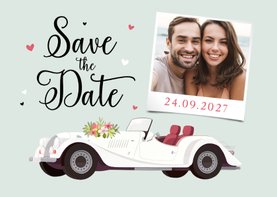 Save-the-Date-Karte Hochzeit Vintage Cabrio Oldtimer