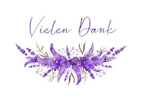 Trauerkarte Danksagung Blumengesteck Lavendel