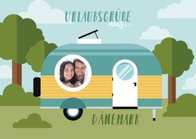 Urlaubskarte Wohnwagen mit eigenem Foto