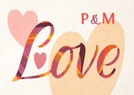 Valentinskarte Love Lettering & Initialen
