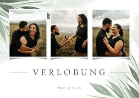 Verlobungskarte Fotocollage zierliche Blätter