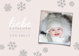 Weihnachtskarte Foto 'liebe Küsschen' rosa