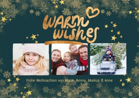 Weihnachtskarte Fotocollage 'Warm wishes' grün