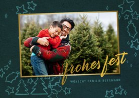 Weihnachtskarte mit Foto und Illustrationen