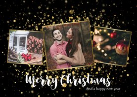 Weihnachtskarte mit Fotocollage und Tupfen in Goldlook