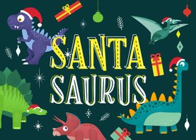 Weihnachtskarte 'Santasaurus' mit Dinosauriern