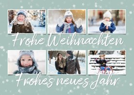 Winterliche Weihnachtskarte 6 Fotos und Sterne