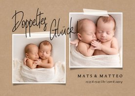 Zwillingskarte zur Geburt Kraftlook & Fotos