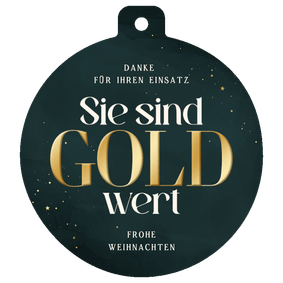 Dankeskarte Weihnachtskugel 'Sie sind Gold wert' 