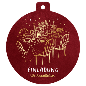 Einladung Weihnachtsfeier dunkelrote Weihnachtskugel