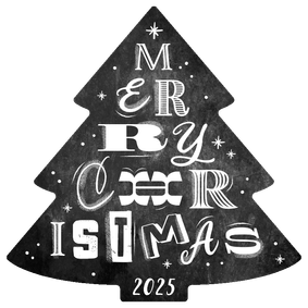 Firmen-Weihnachtskarte Weihnachtsbaum Lettering Kreidelook