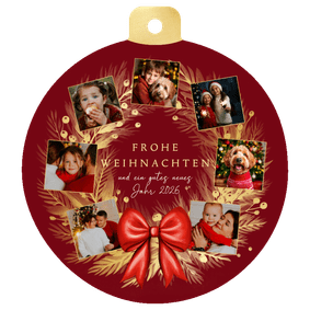 Fotocollage-Weihnachtskarte Weihnachtskranz in Kugel-Form