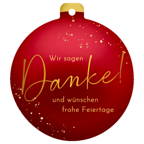 Geschäftliche Weihnachtskarte rote Kugel 'Danke'