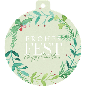 Kugelform-Weihnachtskarte Weihnachtskranz Aquarell