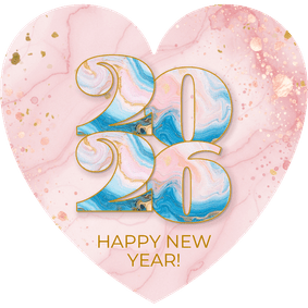 Neujahrskarte Herz 2026 Marmorlook