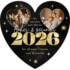 Neujahrskarte Herzkarte Fotocollage Herzrahmen 2026