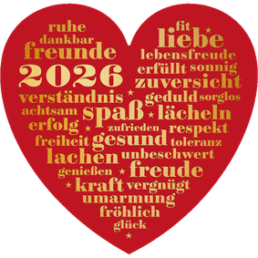 Neujahrskarte rotes Herz Neujahrswünsche