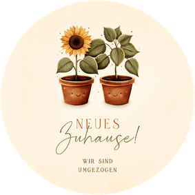 Runde Umzugskarte Topfpflanzen