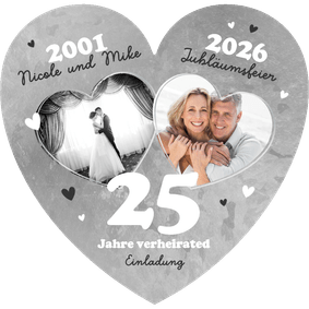 Silberhochzeit Fotocollage Herzkarte Einladung Jubiläum
