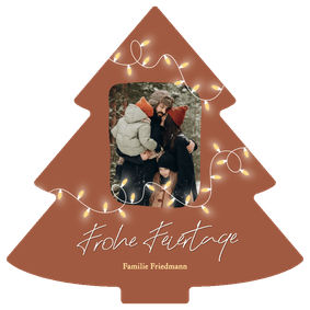 Weihnachtsbaumkarte mit Foto und Lichterkette