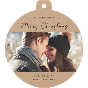 Weihnachtsbaumkugel Foto Kraftpapier Weihnachtskarte