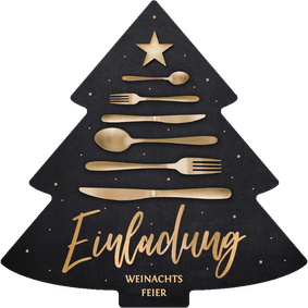 Weihnachtsfeier Tannenbaum Besteck Einladungskarte
