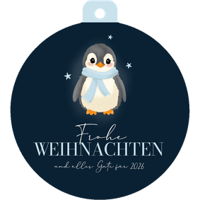 Weihnachtsgrußkarte runde Form Pinguin