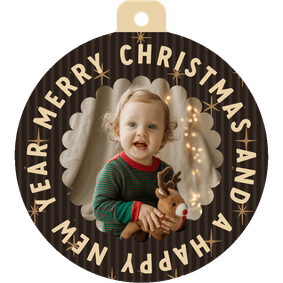 Weihnachtskarte braun gestreift Foto in Weihnachtskugel