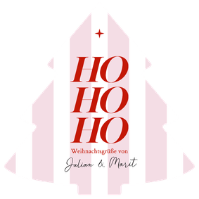 Weihnachtskarte Christbaum-Form gestreift 'Ho Ho Ho'