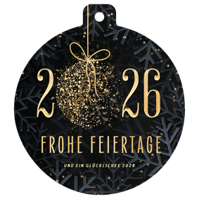 Weihnachtskarte Christbaumkugel-Form 'Frohe Feiertage'