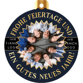 Weihnachtskarte Firma Weihnachtskugel Logo und Foto rund