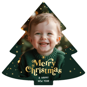 Weihnachtskarte Foto im Weihnachtsbaum 'Merry Christmas'