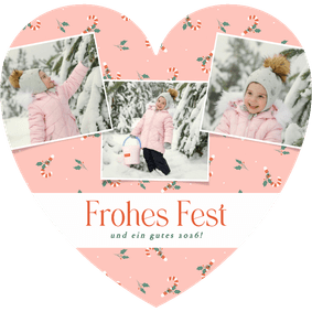Weihnachtskarte Fotocollage Herzkarte Zuckerstangen